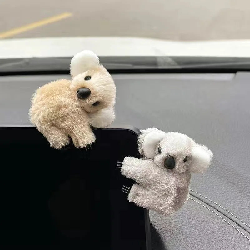 Plush Koala Car Decoration – Cute Rearview Mirror & Sun Visor Accessory Gift