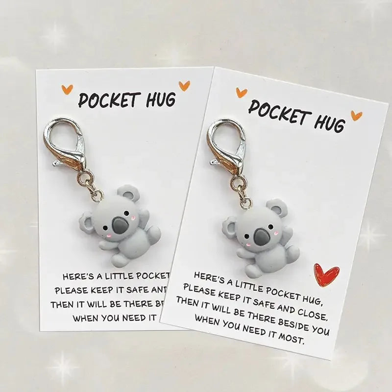 Koala Pocket Hug Keychain – Resin Pendant with Love & Care Message, Thoughtful Gift for Any Occasion