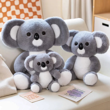 Soft Gray Koala Plush Toy – Realistic Sitting Stuffed Animal Gift for Kids & Christmas