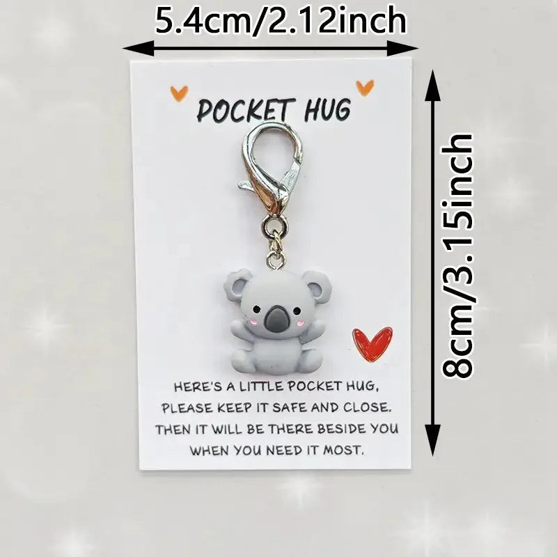 Koala Pocket Hug Keychain – Resin Pendant with Love & Care Message, Thoughtful Gift for Any Occasion
