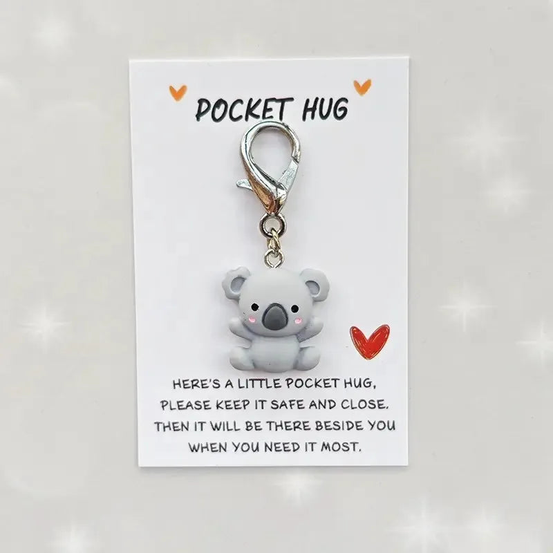 Koala Pocket Hug Keychain – Resin Pendant with Love & Care Message, Thoughtful Gift for Any Occasion