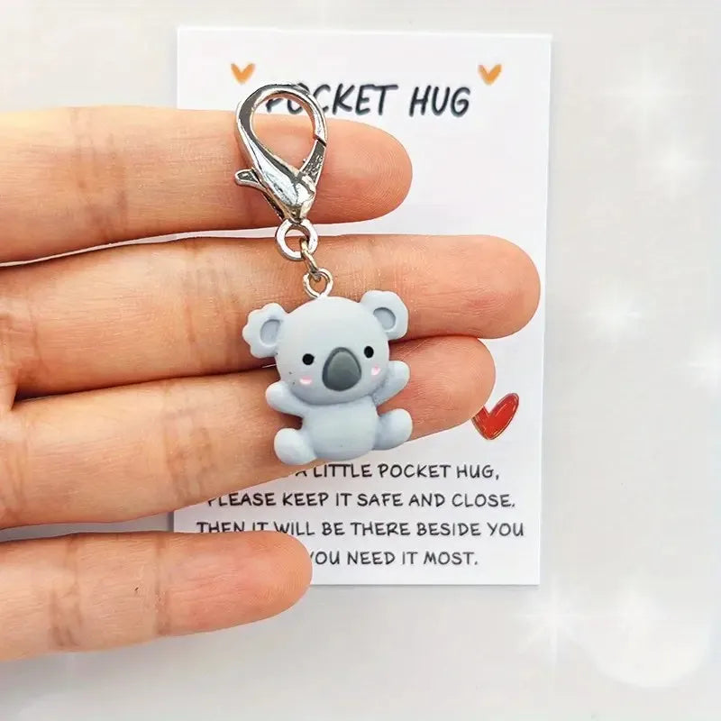 Koala Pocket Hug Keychain – Resin Pendant with Love & Care Message, Thoughtful Gift for Any Occasion