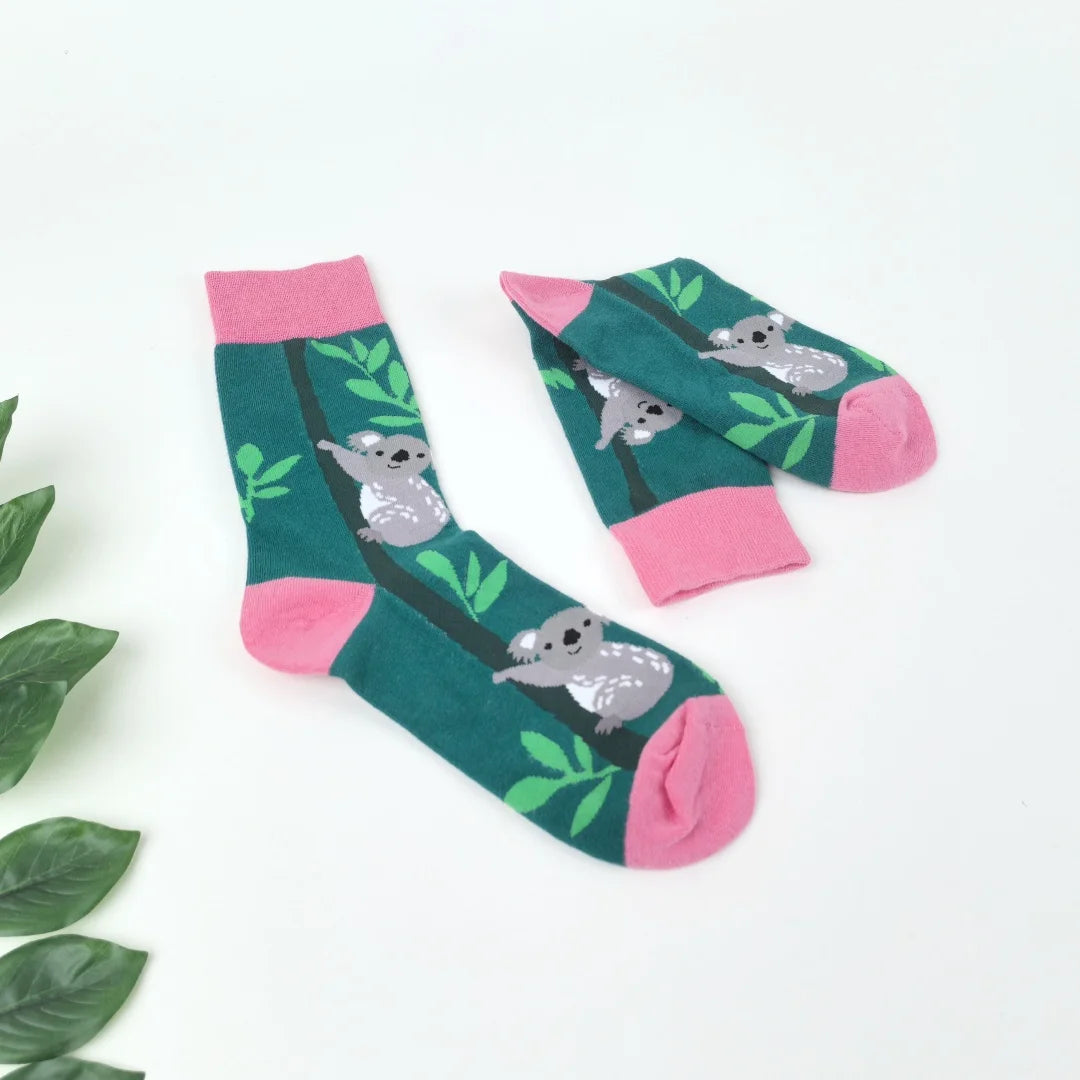 Women's Cute Koala Cotton Socks β Fun Mid-Tube Style for All Seasons
