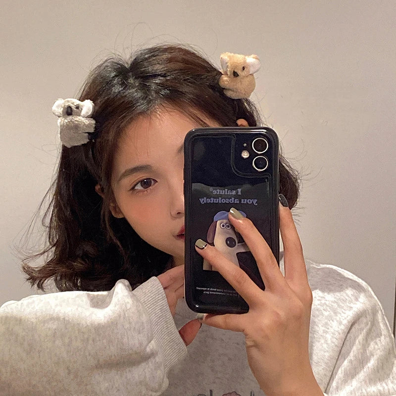5PCS Fashion 3D Plush Koala Hairpins – Cute Cartoon Animal Hair Clips for Women & Girls