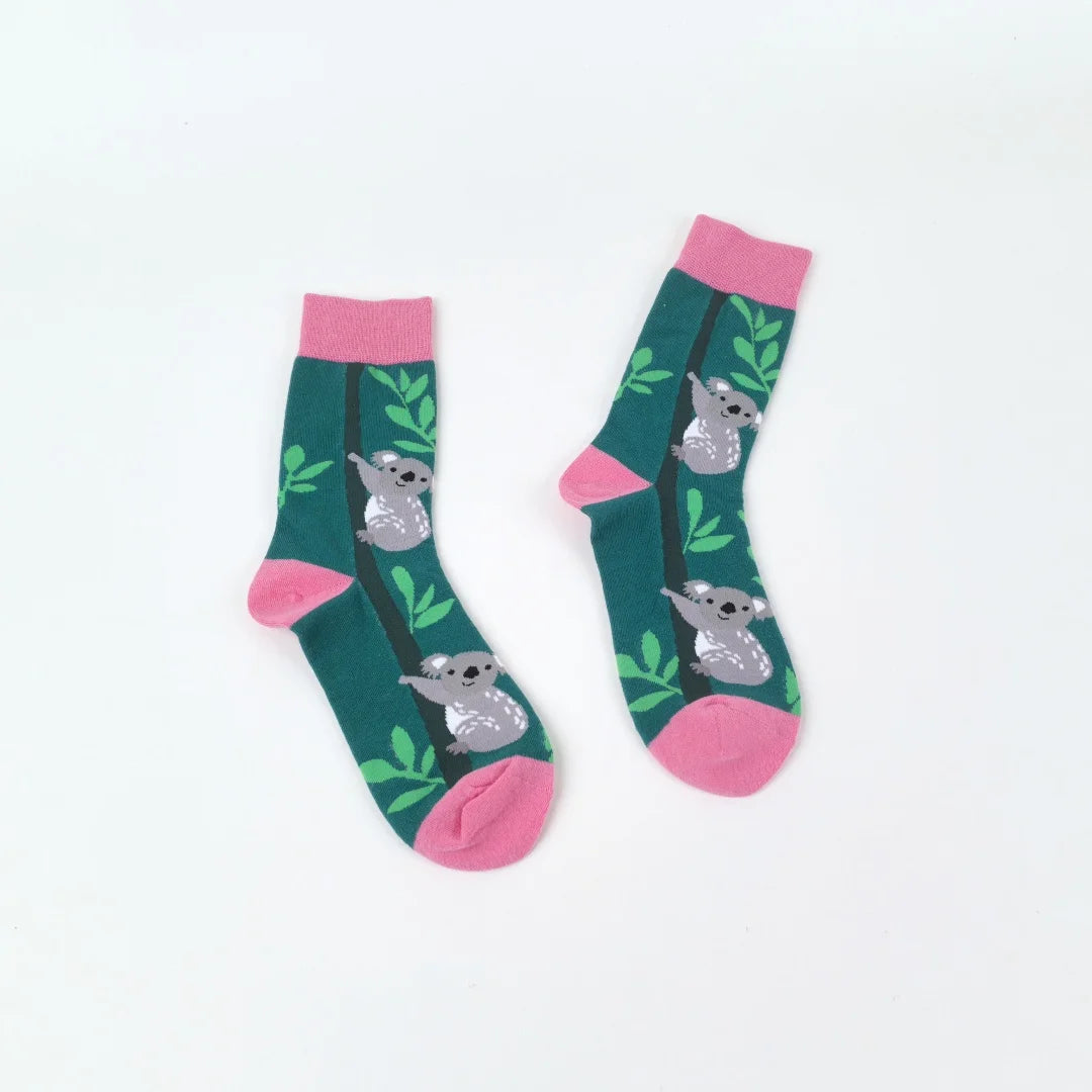 Women's Cute Koala Cotton Socks β Fun Mid-Tube Style for All Seasons