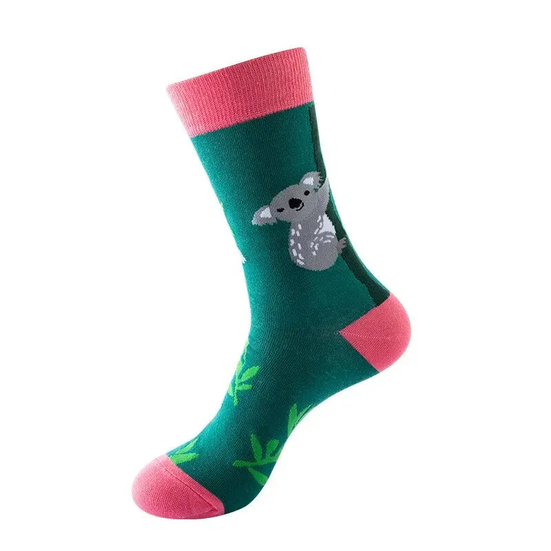 Women's Cute Koala Cotton Socks β Fun Mid-Tube Style for All Seasons
