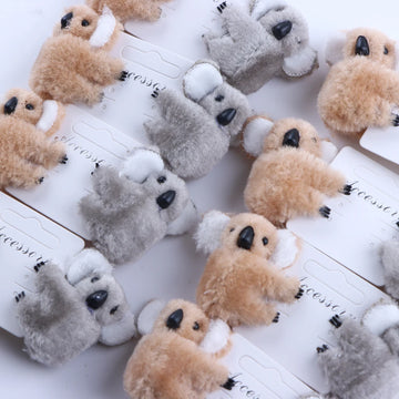 5PCS Fashion 3D Plush Koala Hairpins β Cute Cartoon Animal Hair Clips for Women & Girls