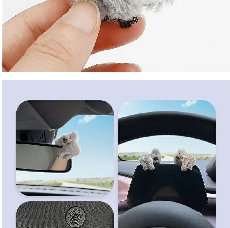Plush Koala Car Decoration – Cute Rearview Mirror & Sun Visor Accessory Gift