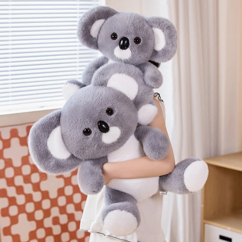 Soft Gray Koala Plush Toy – Realistic Sitting Stuffed Animal Gift for Kids & Christmas