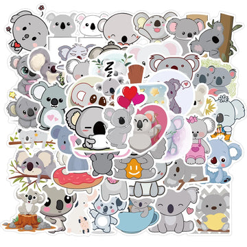 Cute Koala Cartoon Stickers – 10/50pcs Waterproof Vinyl for Kids, DIY, Luggage & More