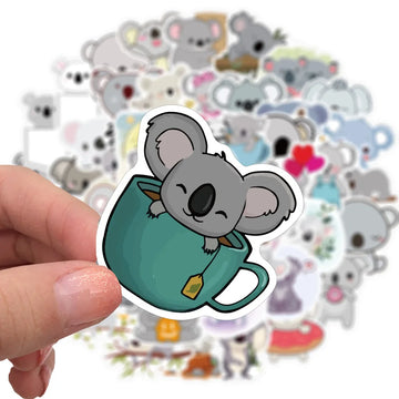 Cute Koala Cartoon Stickers – 10/50pcs Waterproof Vinyl for Kids, DIY, Luggage & More
