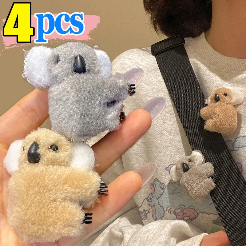 Cute 3D Plush Koala Hairpins & Claws – Soft Cartoon Animal Barrettes for Women & Girls