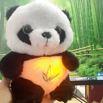 Baby Breathing panda Baby Soothing Plush Doll Toy Baby Kids Soothing Music Sleeping Companion Sound and Light Doll Toy Gift