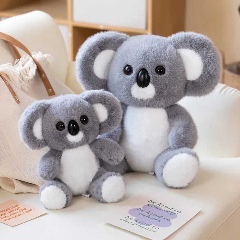 Soft Gray Koala Plush Toy – Realistic Sitting Stuffed Animal Gift for Kids & Christmas