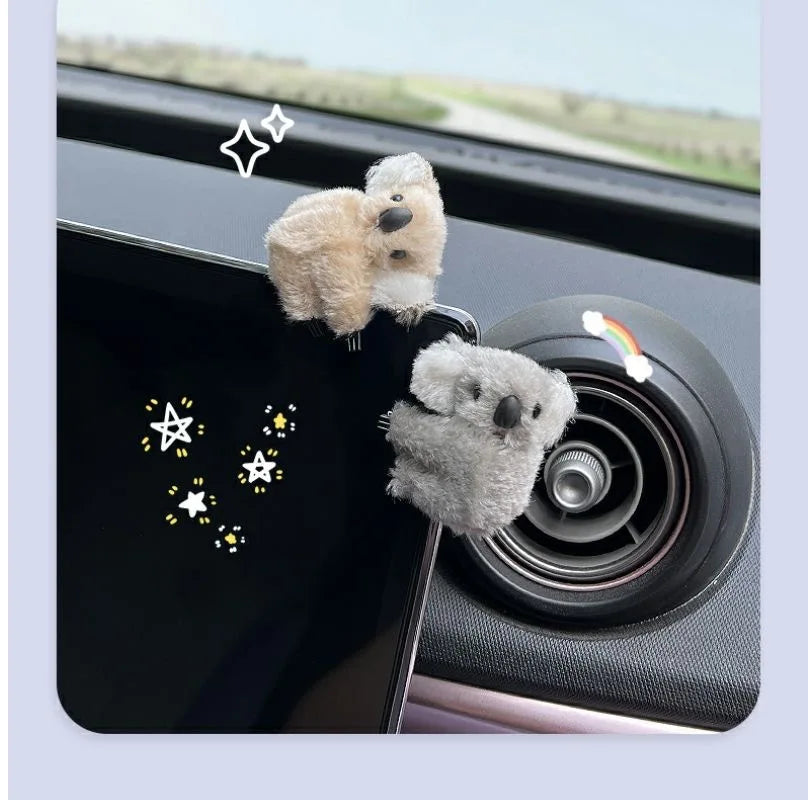 Plush Koala Car Decoration – Cute Rearview Mirror & Sun Visor Accessory Gift