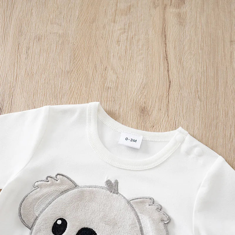 Baby Koala Romper (0–18 Months) – Short Sleeve, 3D Koala Design with Movable Limbs (Unisex)