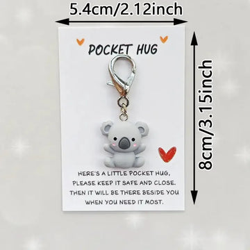 Koala Pocket Hug Keychain – Resin Pendant with Love & Care Message, Thoughtful Gift for Any Occasion