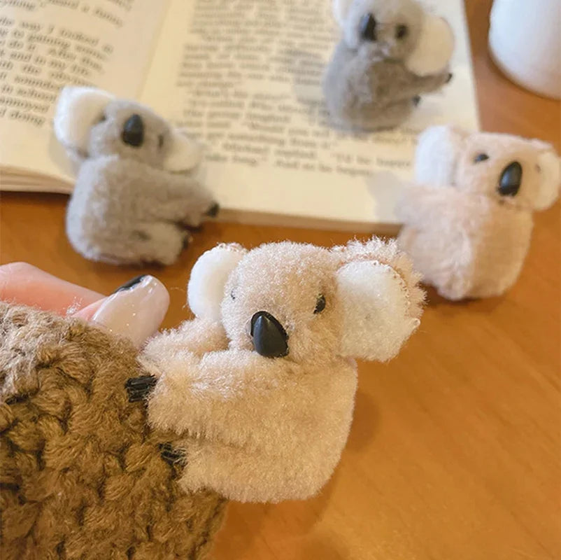 Cute 3D Plush Koala Hairpins & Claws – Soft Cartoon Animal Barrettes for Women & Girls