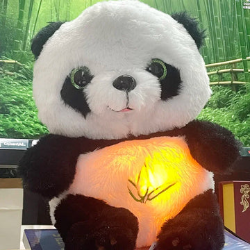 Baby Breathing panda Baby Soothing Plush Doll Toy Baby Kids Soothing Music Sleeping Companion Sound and Light Doll Toy Gift
