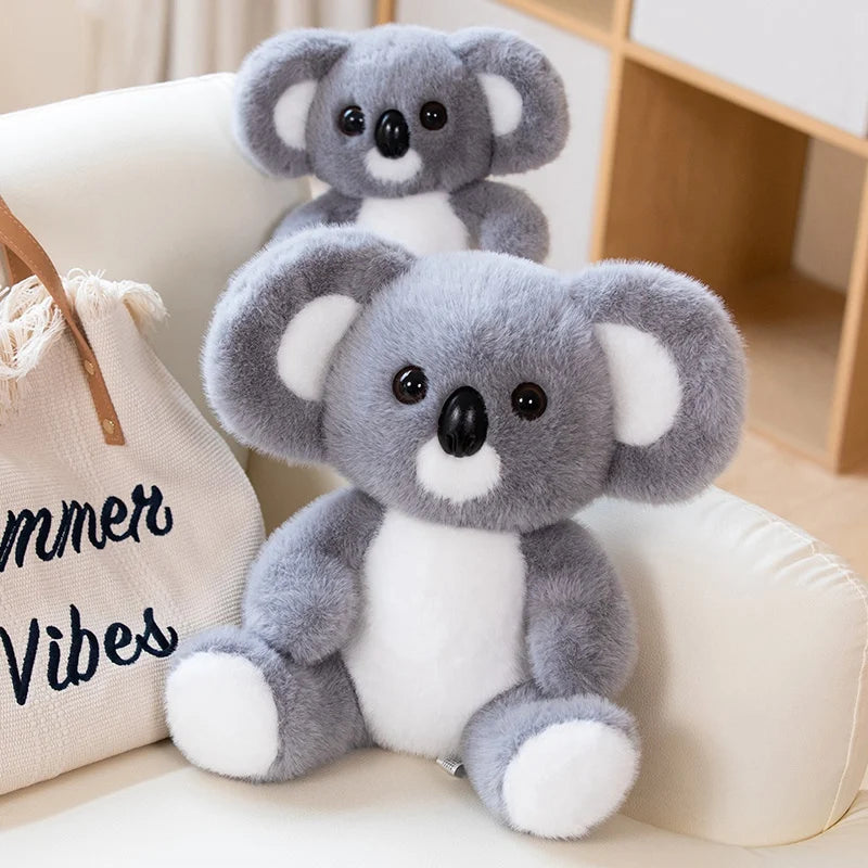 Soft Gray Koala Plush Toy – Realistic Sitting Stuffed Animal Gift for Kids & Christmas