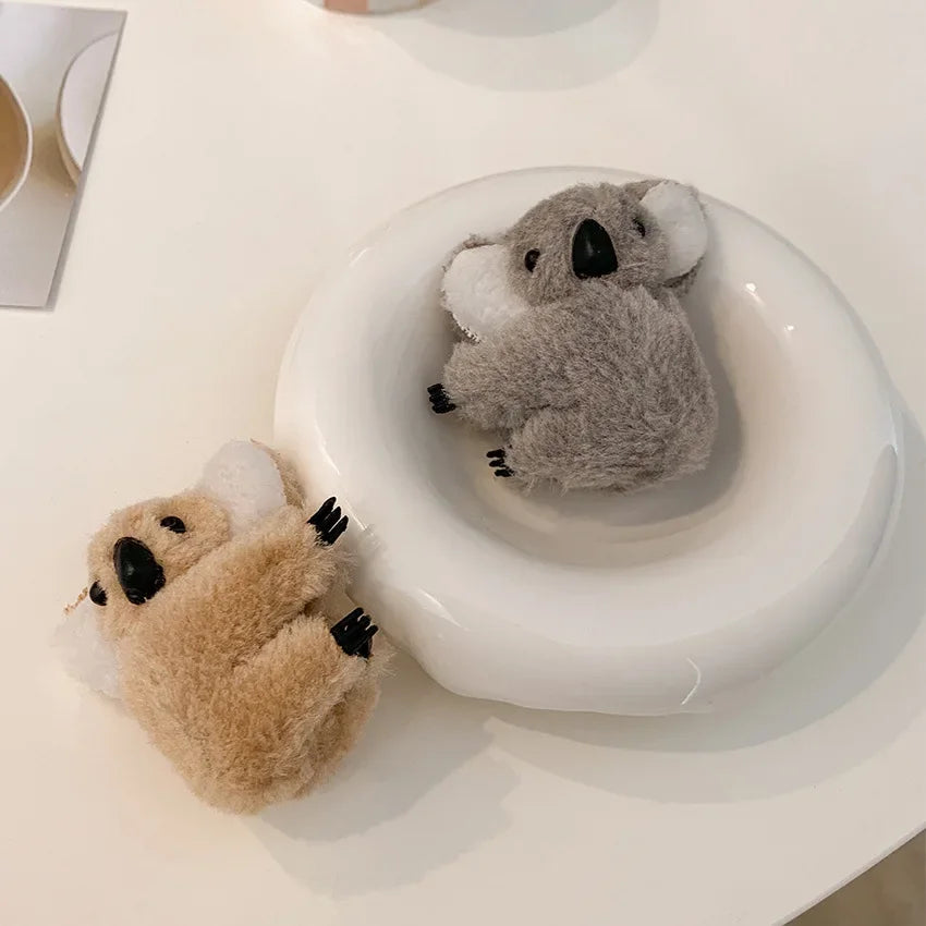 Cute 3D Plush Koala Hairpins & Claws – Soft Cartoon Animal Barrettes for Women & Girls