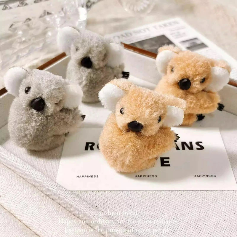 Cute 3D Plush Koala Hairpins & Claws – Soft Cartoon Animal Barrettes for Women & Girls