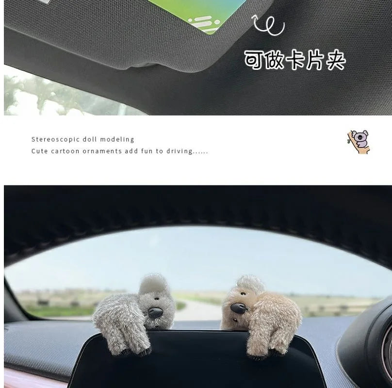 Plush Koala Car Decoration – Cute Rearview Mirror & Sun Visor Accessory Gift