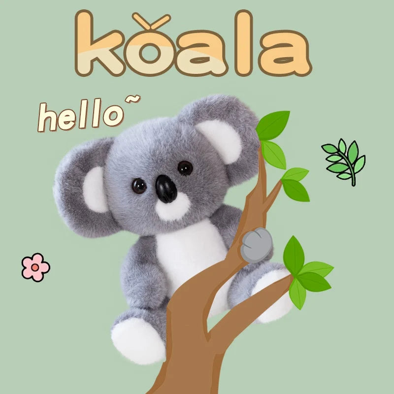 Soft Gray Koala Plush Toy – Realistic Sitting Stuffed Animal Gift for Kids & Christmas