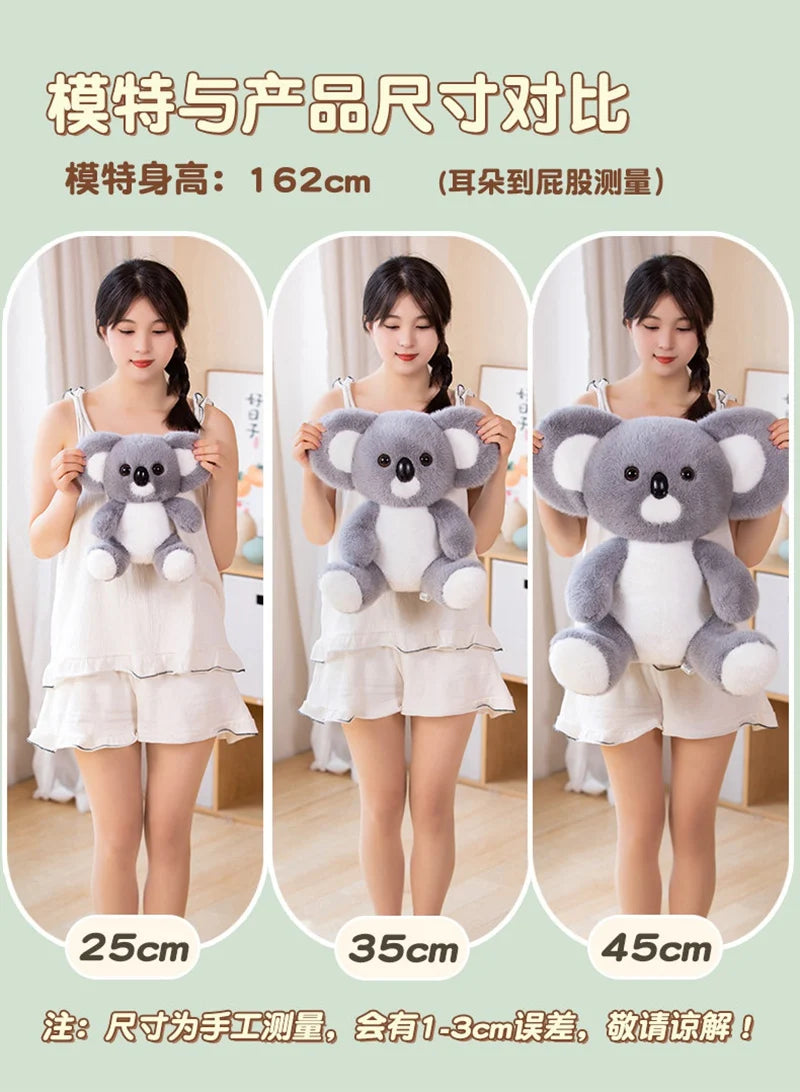 Soft Gray Koala Plush Toy – Realistic Sitting Stuffed Animal Gift for Kids & Christmas