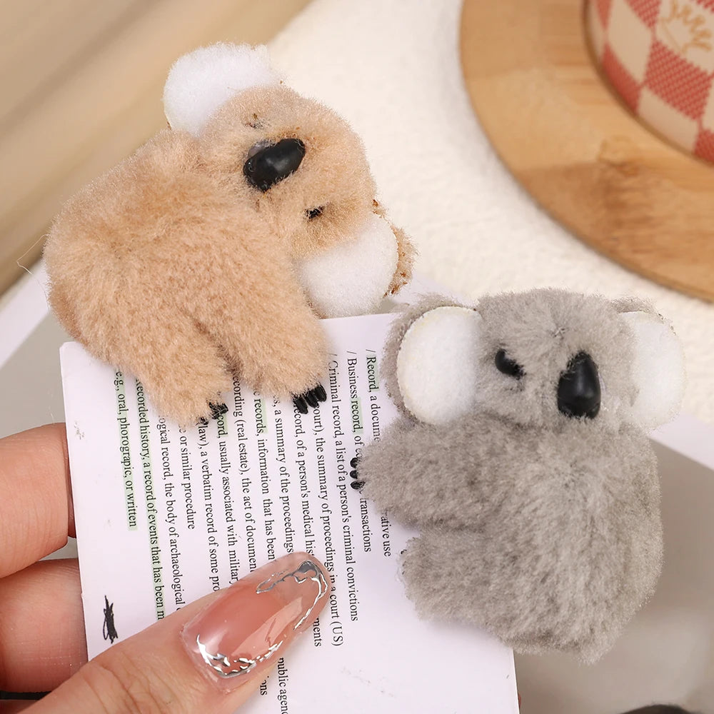 Cute 3D Plush Koala Hairpins & Claws – Soft Cartoon Animal Barrettes for Women & Girls