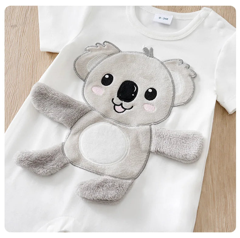 Baby Koala Romper (0–18 Months) – Short Sleeve, 3D Koala Design with Movable Limbs (Unisex)