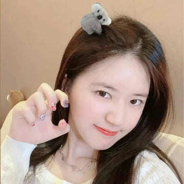 Cute 3D Plush Koala Hairpins & Claws – Soft Cartoon Animal Barrettes for Women & Girls