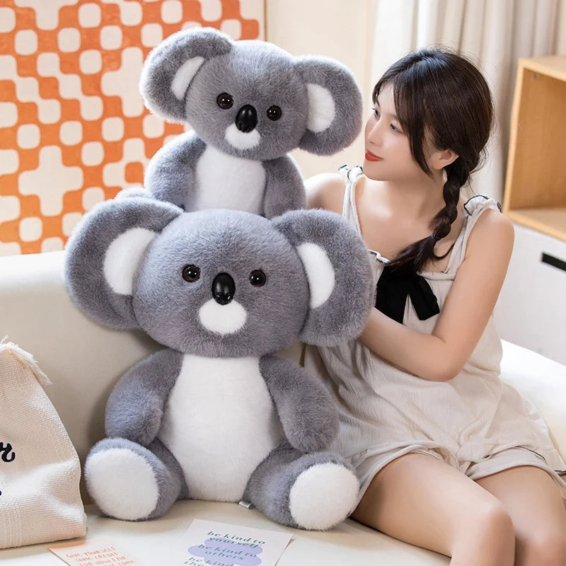 Soft Gray Koala Plush Toy – Realistic Sitting Stuffed Animal Gift for Kids & Christmas