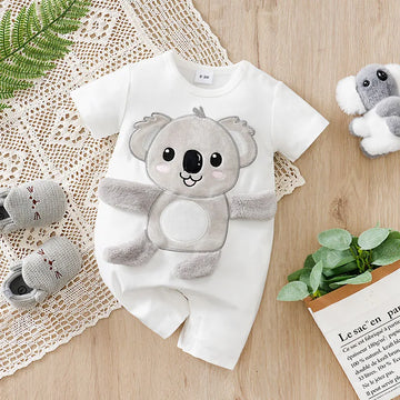 Baby Koala Romper (0–18 Months) – Short Sleeve, 3D Koala Design with Movable Limbs (Unisex)