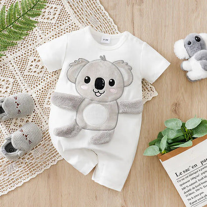 Baby Koala Romper (0–18 Months) – Short Sleeve, 3D Koala Design with Movable Limbs (Unisex)