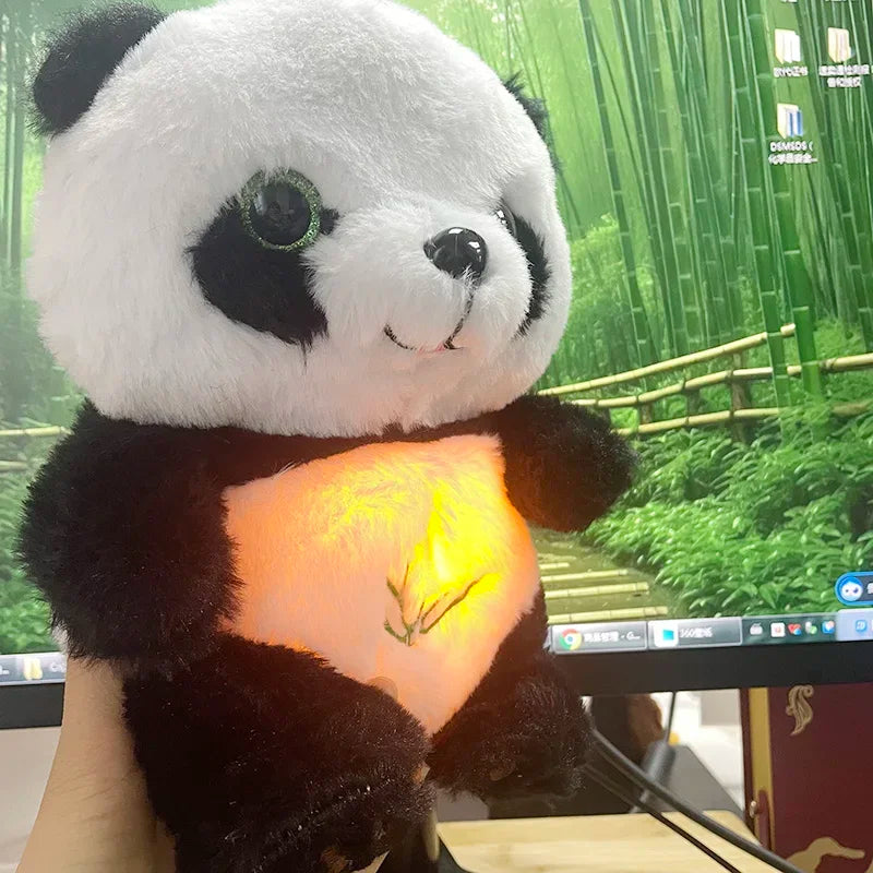 Baby Breathing panda Baby Soothing Plush Doll Toy Baby Kids Soothing Music Sleeping Companion Sound and Light Doll Toy Gift