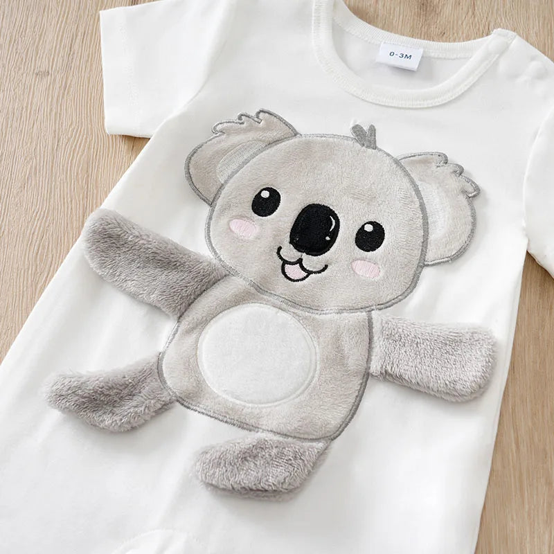Baby Koala Romper (0–18 Months) – Short Sleeve, 3D Koala Design with Movable Limbs (Unisex)