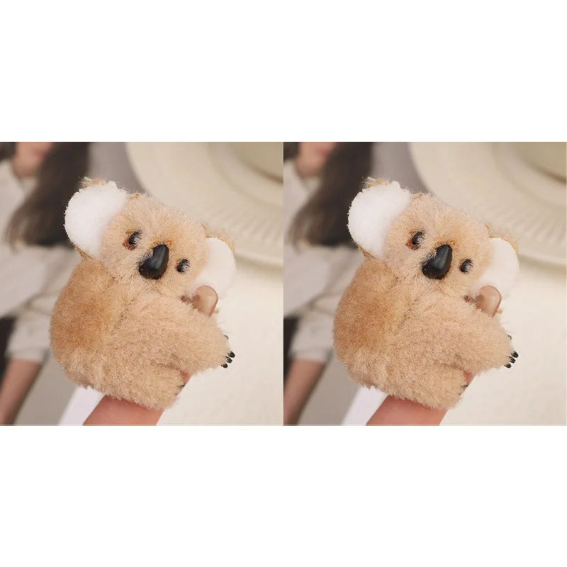 Cute 3D Plush Koala Hairpins & Claws – Soft Cartoon Animal Barrettes for Women & Girls