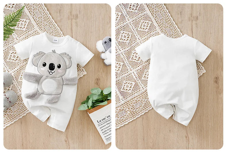 Baby Koala Romper (0–18 Months) – Short Sleeve, 3D Koala Design with Movable Limbs (Unisex)