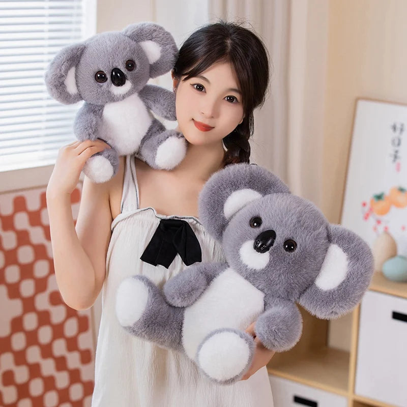 Soft Gray Koala Plush Toy – Realistic Sitting Stuffed Animal Gift for Kids & Christmas