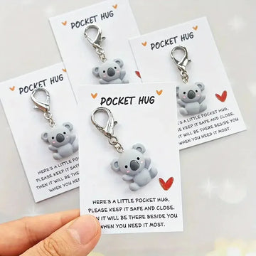 Koala Pocket Hug Keychain – Resin Pendant with Love & Care Message, Thoughtful Gift for Any Occasion
