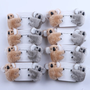5PCS Fashion 3D Plush Koala Hairpins – Cute Cartoon Animal Hair Clips for Women & Girls